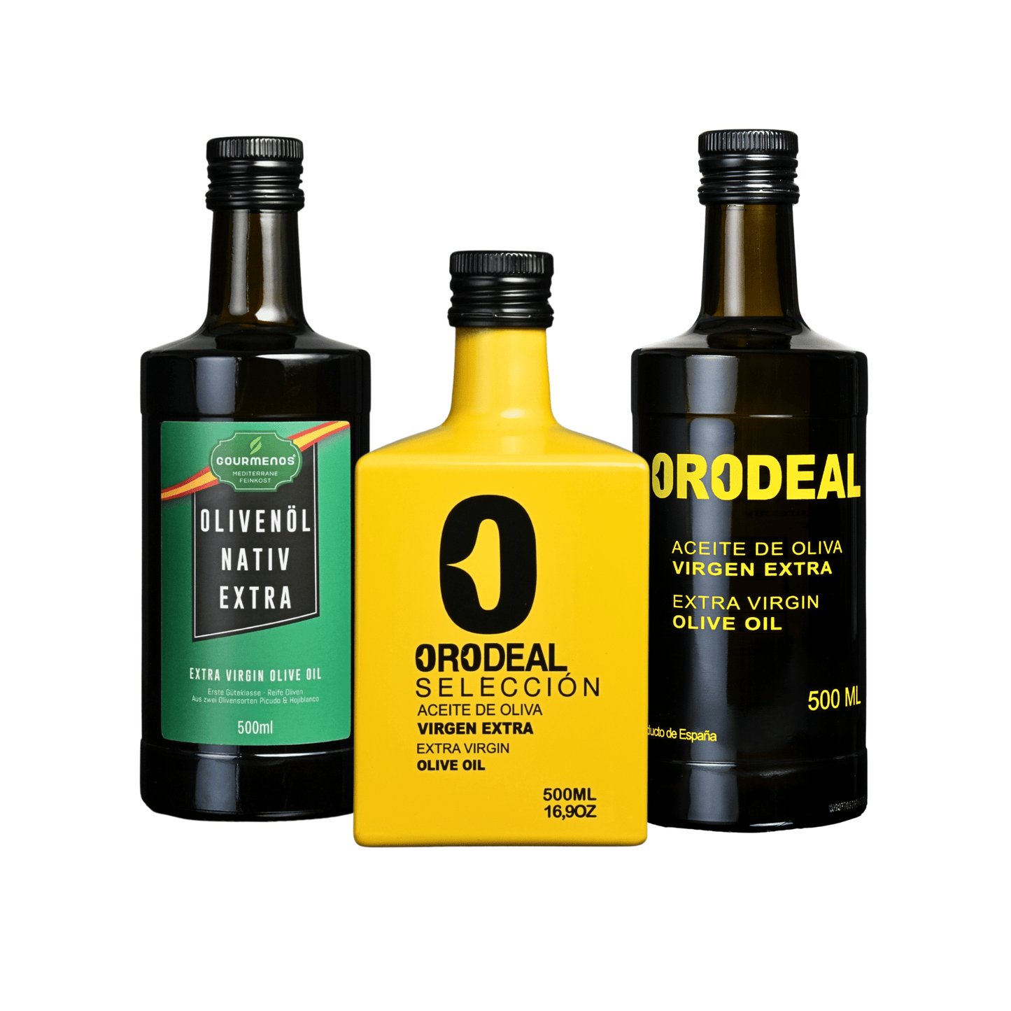 MIX PACK - ORODEAL Natives Olivenöl Extra - Frühernte Premium & GOURMENOS Natives Olivenöl Extra & ALCOCEI Natives Olivenöl Extra