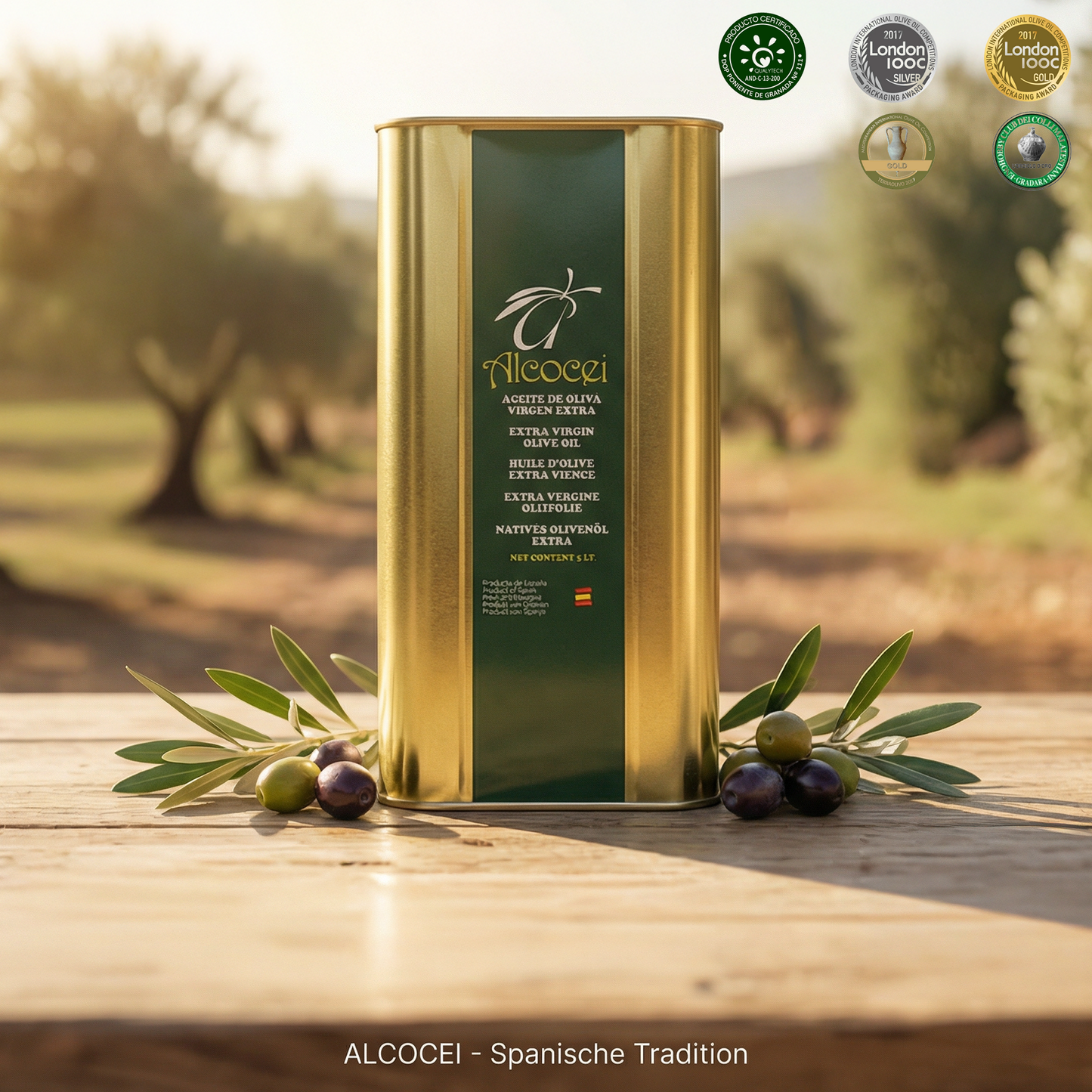 ALCOCEI Natives Olivenöl Extra - 5L Kanister - reife Oliven